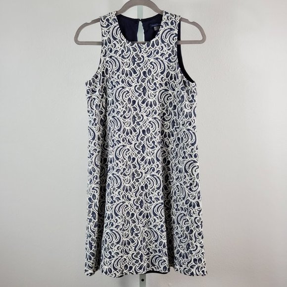 TOMMY HILFIGER dress lace tent sleeveless blue Sz 8 - Picture 2 of 6